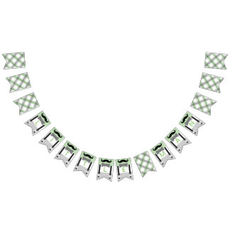 Moustache little man green grey baby boy shower bunting flags