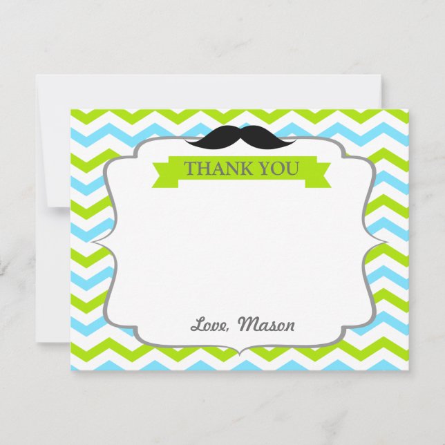 Moustache Little Man Thank You Card (Front)