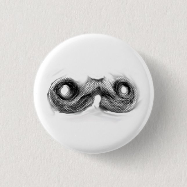 Moustache Man 1 Inch Round Button (Front)