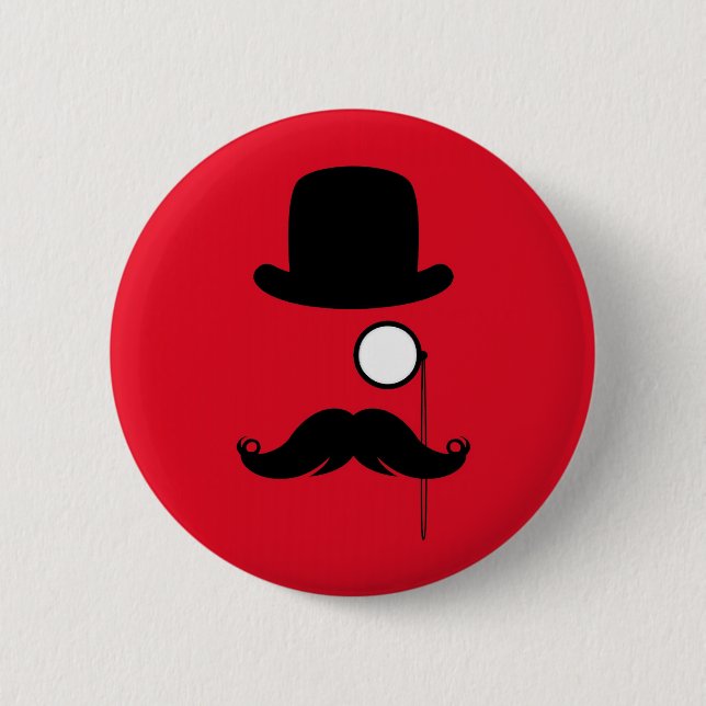 Moustache Man on Red Background 2 Inch Round Button (Front)