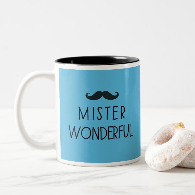 Moustache Mister Wonderful Two-Tone Coffee Mug (With Donut)