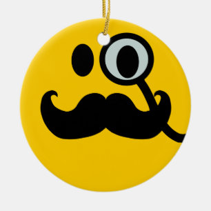 Moustache monocle ceramic ornament