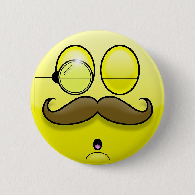 Moustache & Monocle Smilie Button (Front)