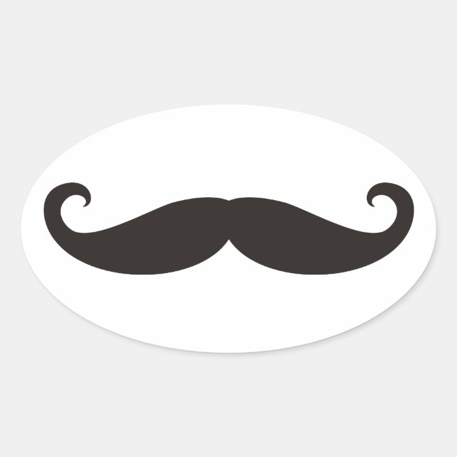 Moustache / Moustache / Schnurrbart Oval Sticker (Front)