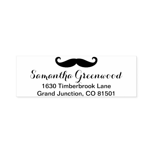 Moustache / Moustache / Schnurrbart + your Name Self-inking Stamp (Design)
