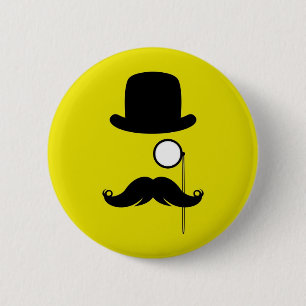 Moustache Moustache Stache Man with Glasses 2 Inch Round Button