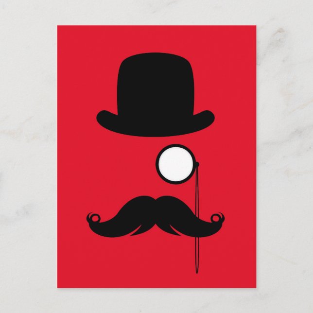 Moustache Moustache Stache Man with Glasses Postcard (Front)