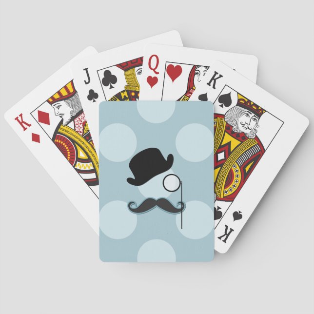 Moustache, Moustache, Stache, Monocle, Bowler Hat Playing Cards (Back)