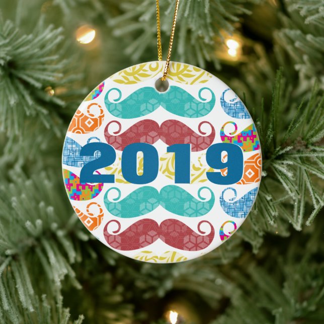 Moustache  Mr. Hipster Lil Man Baby Ceramic Ornament (Tree)