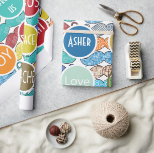 Moustache Mr. Hipster Retro Personalized Photo Wrapping Paper