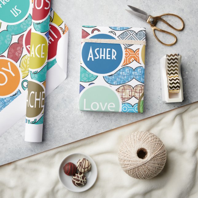 Moustache Mr. Hipster Retro Personalized Photo Wrapping Paper (Crafts)