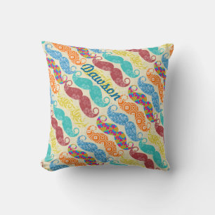 Moustache  Mr. Hipster Vintage Retro Throw Pillow