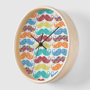 Moustache Mr. Hipster Vintage Retro Wall Clock