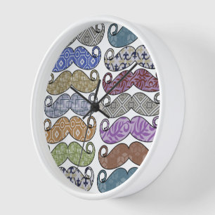 Moustache  Mr. Hipster Vintage Retro Wall Clock