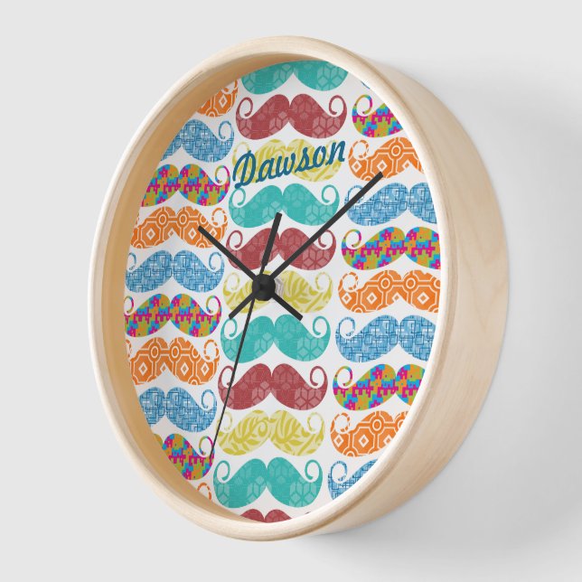 Moustache  Mr. Hipster Vintage Retro Wall Clock (Angle)