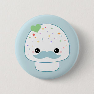 Moustache Mushroom 2 Inch Round Button