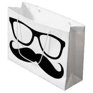 Moustache Nerd Black Graphic Large Gift Bag