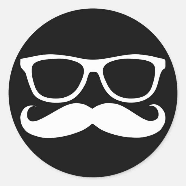 Moustache Nerd Classic Round Sticker (Front)