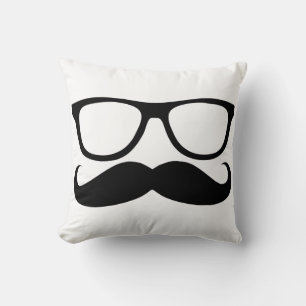 Moustache Nerd Throw Pillow