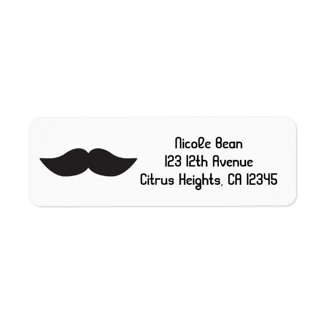 Moustache noir & blanc Étiquettes de adresse moder (Devant)