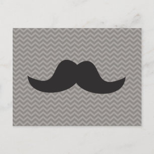 Moustache on grey chevron background postcard