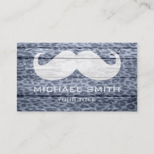 Moustache on Leopard Wood Texture #3 Business Card