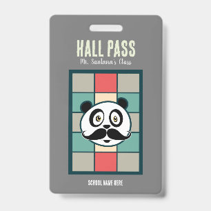 Moustache Panda Hall Pass Badge