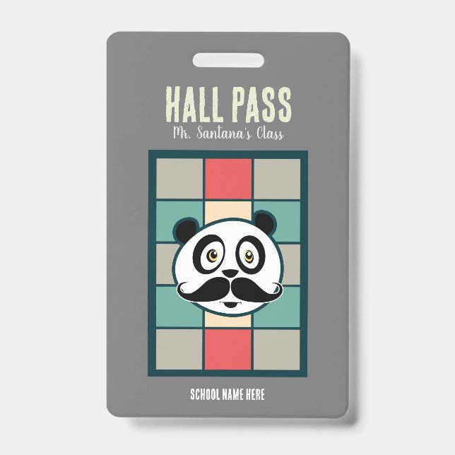 Moustache Panda Hall Pass Badge (Front)