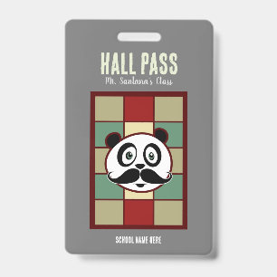 Moustache Panda Hall Pass Badge