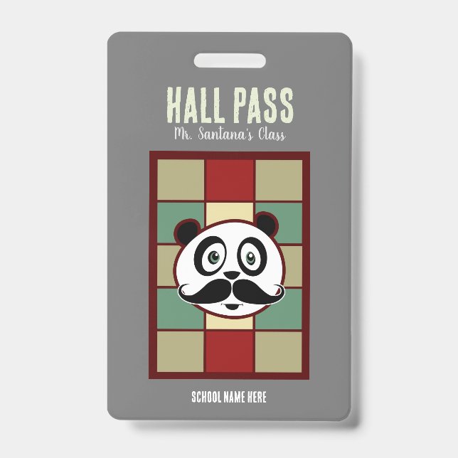 Moustache Panda Hall Pass Badge (Front)
