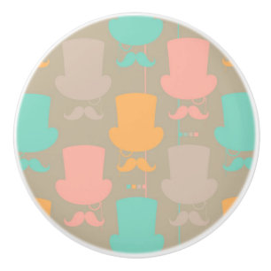 Moustache pattern 2 ceramic knob