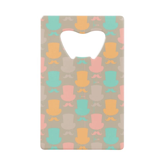Moustache pattern 2 credit card bottle opener (Front)