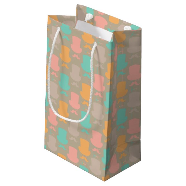 Moustache pattern 2 small gift bag (Back Angled)