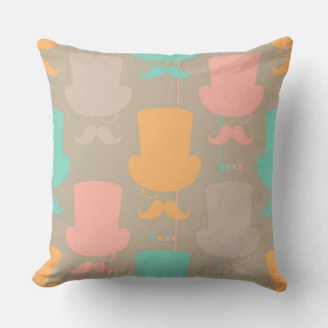 Moustache pattern 2 throw pillow (Front)