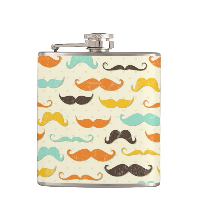 Moustache pattern 3 hip flask (Front)