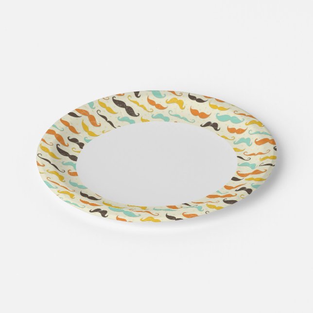 Moustache pattern 3 paper plate (Angled)