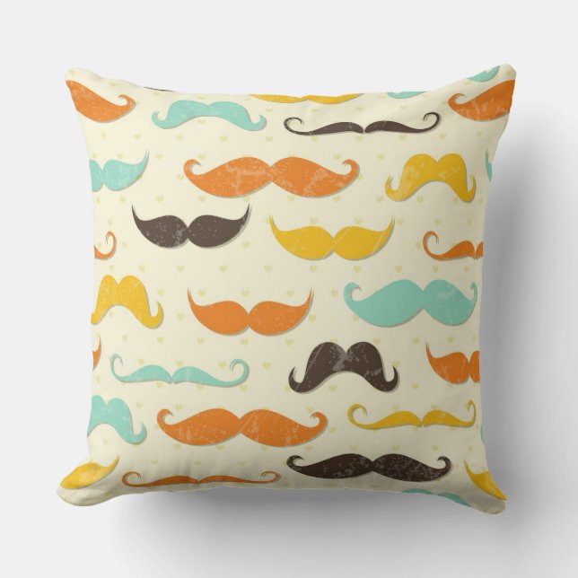 Moustache pattern 3 throw pillow (Front)