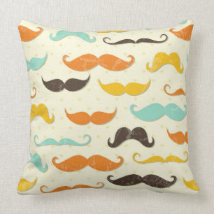 Moustache pattern 3 throw pillow