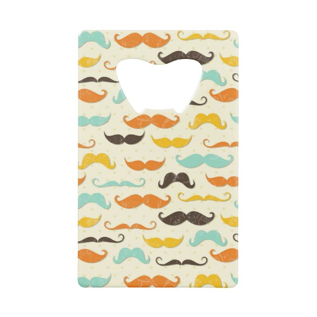 Moustache pattern 3 wallet bottle opener (Front)