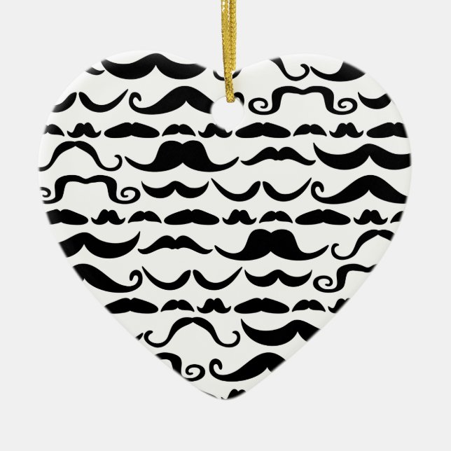 Moustache Pattern Ceramic Ornament (Front)