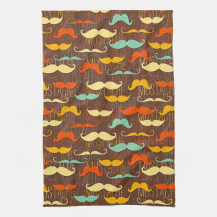 Moustache pattern kitchen towel