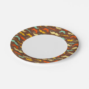 Moustache pattern paper plate