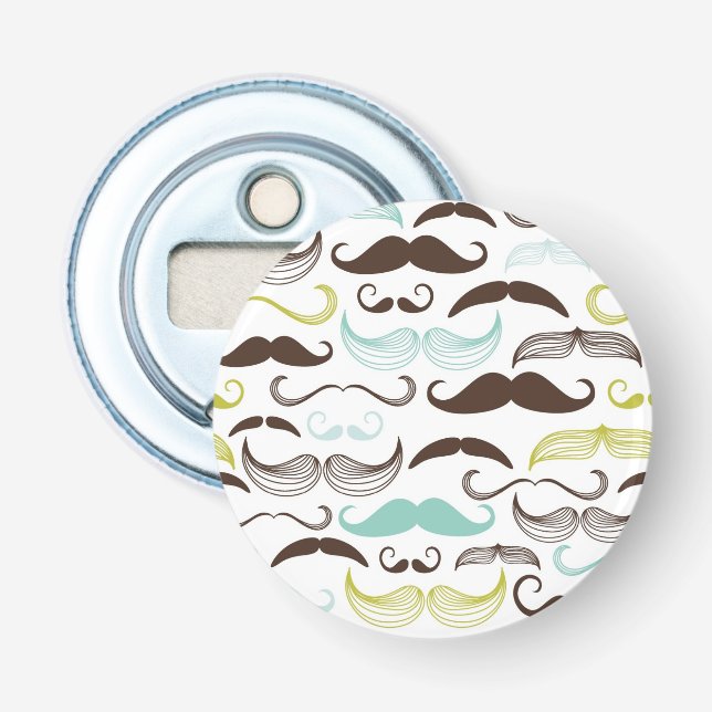 Moustache pattern, retro style 2 bottle opener (Front)