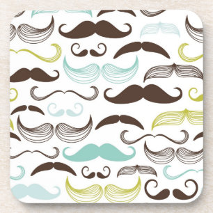 Moustache pattern, retro style 2 coaster
