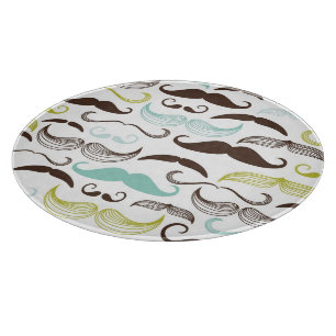 Moustache pattern, retro style 2 cutting board