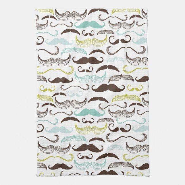 Moustache pattern, retro style 2 kitchen towel (Vertical)