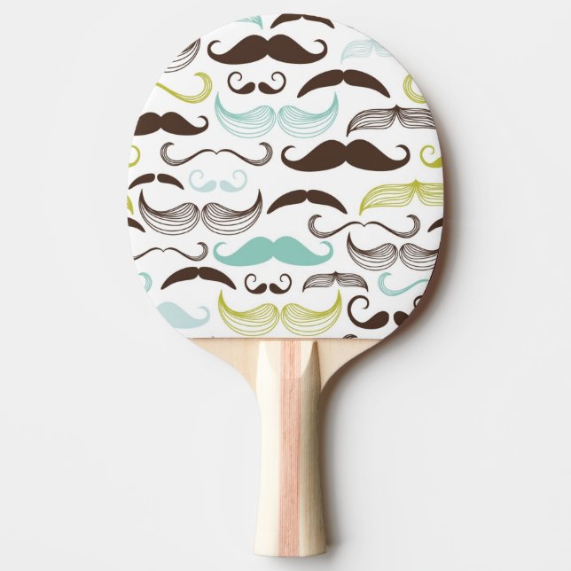 Moustache pattern, retro style 2 ping pong paddle (Front)