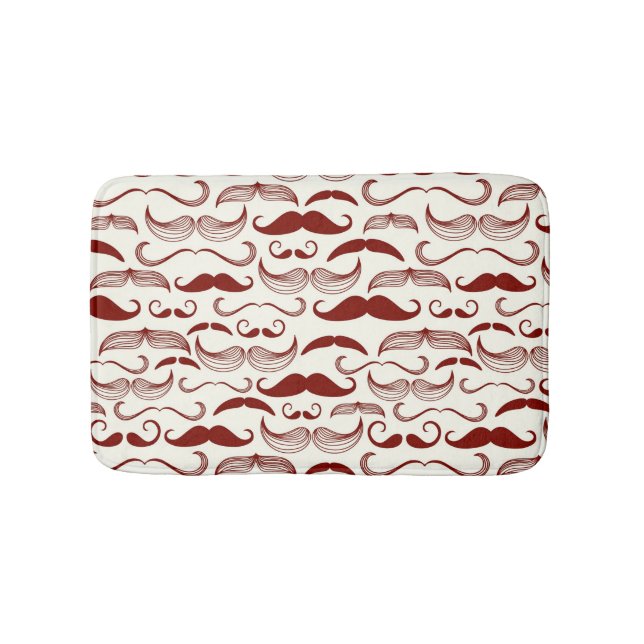 Moustache pattern, retro style 3 bath mat (Front)