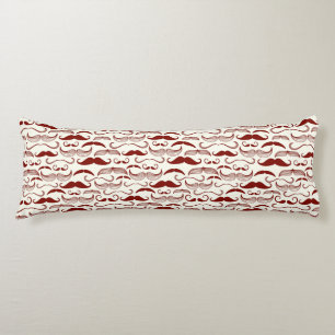 Moustache pattern, retro style 3 body pillow