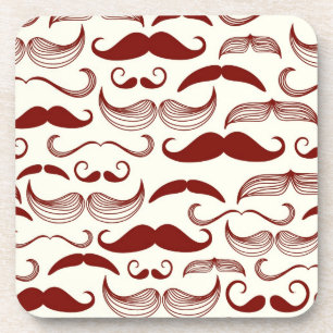 Moustache pattern, retro style 3 coaster